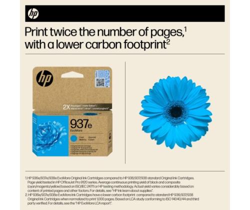HP 937e EvoMore (4S6W6NE) mustekasetti, syaani
