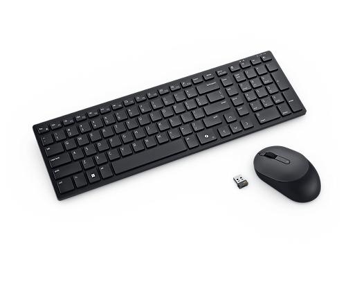 Dell Compact KM555 Hiljainen langaton näppäimistö ja hiiri, langaton RF + Bluetooth, LT, musta, musta