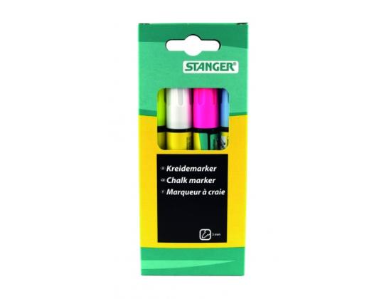 Kriidimarker-klaastahvlimarker STANGER, 3-5 mm, komplekt 4 väri 620030