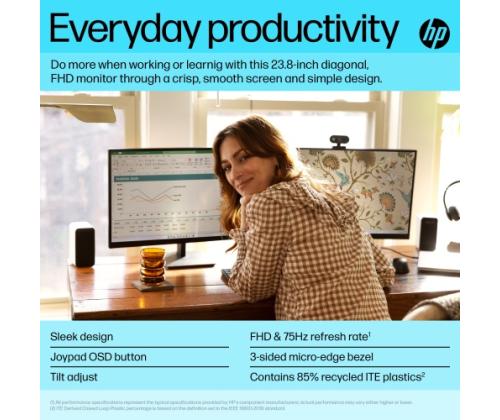 HP V24v G5 -monitori 23,8'' VA FHD 1920x1080, 5 ms, 250 cd/m2, 75 Hz, Soda