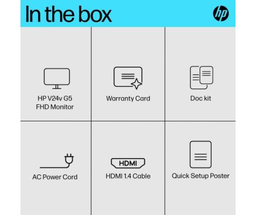HP V24v G5 -monitori 23,8'' VA FHD 1920x1080, 5 ms, 250 cd/m2, 75 Hz, Soda