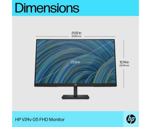 HP V24v G5 -monitori 23,8'' VA FHD 1920x1080, 5 ms, 250 cd/m2, 75 Hz, Soda