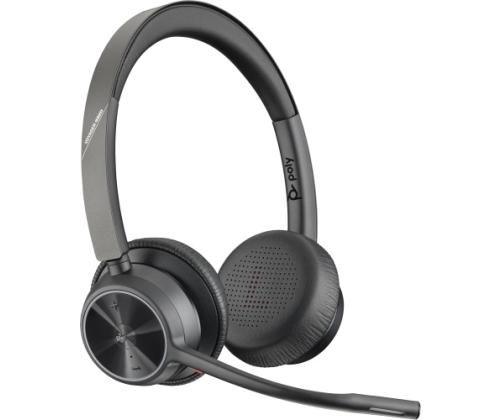 Poly Voyager 4320 MS Teams langattomat kuulokkeet, Bluetooth, USB-C, +BT700-dongle, +latausteline, musta