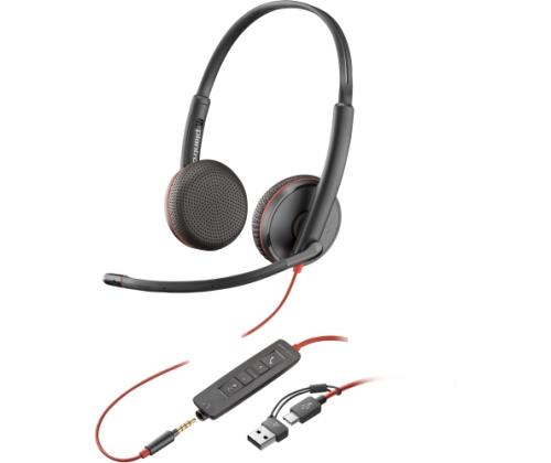 POLY Blackwire 3225 Langalliset stereokuulokkeet USB-C, 3,5 mm:n liitin, +USB-C/A-sovitin (irtotavarana)