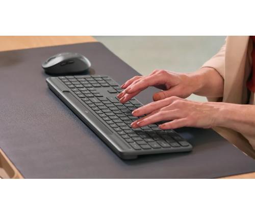 Logitech Signature Slim Solar+ K980 for Business Langaton näppäimistö, RF+Bluetooth, US Int, grafiittipunainen
