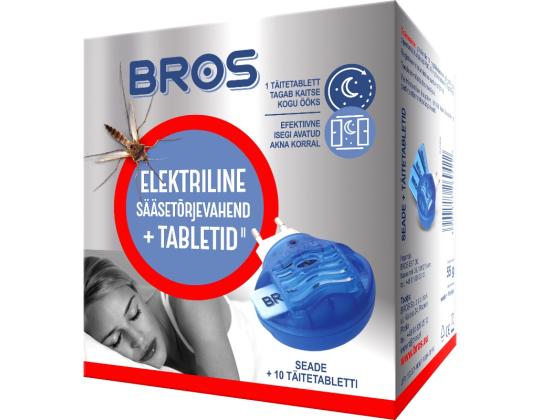 BROS Sähköinen hyttyskarkote + 10 täytelevyä (1 setti)