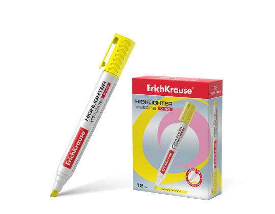 Tekstimerkki ERICH KRAUSE Visioline V-40, keltainen