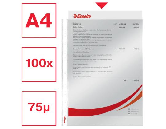 Muovitasku A4 yleisreijityksellä 80micr Esselte 100 kpl/pkt