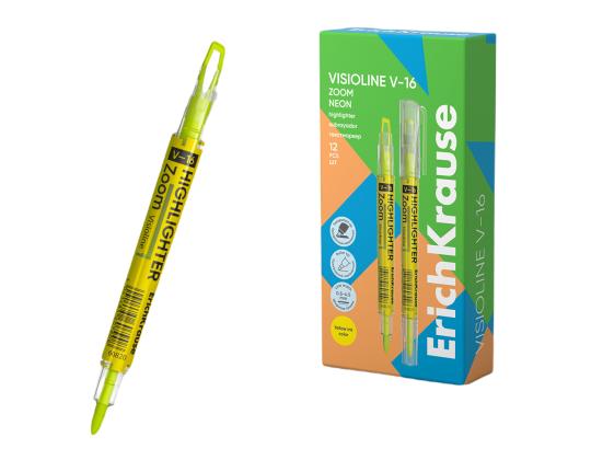Kaksipäinen tekstimerkki ERICH KRAUSE Visioline V-16 Zoom Neonkeltainen