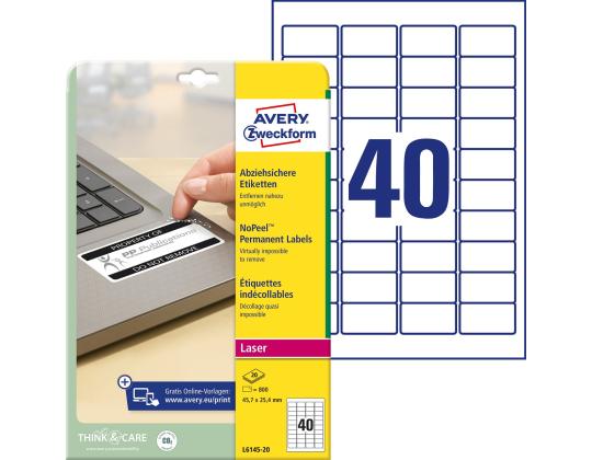 Tarratarra AVERY Zweckform 45.7x25.4 irrotettava (L6145-20)
