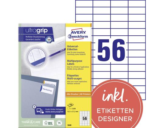 Kopio-lasertarra 52,2x21,2mm 100 arkkia/ltk. ZW 3668E 56-osainen