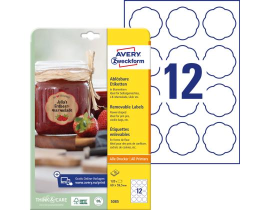 Tarratarra AVERY Zweckform 60x59,5mm 10 arkkia irrotettava kukan muotoinen (5085)