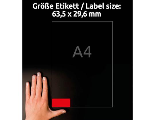 Tarratarra AVERY Zweckform 63,5x29,6mm 25 arkkia irrotettava neonpunainen (L6003REV-25)