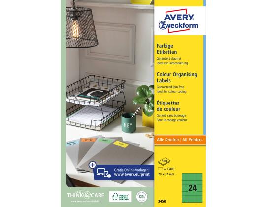 Tarratarra AVERY Zweckform 70x37 mm 100 arkkia vihreä (3450)