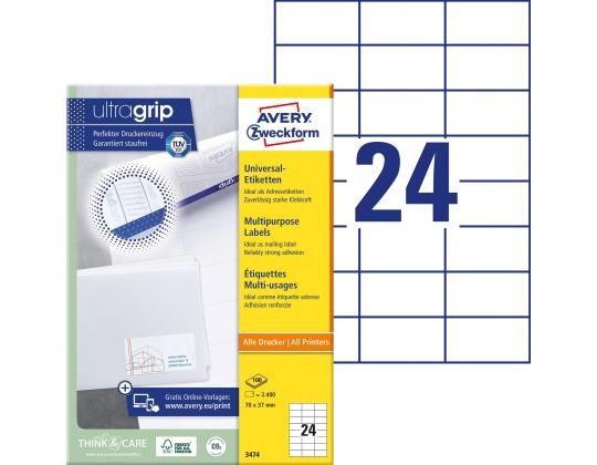 Tarratarra AVERY Zweckform 70x37mm 100 arkkia (3474)