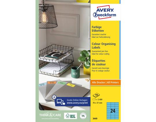 Tarratarra AVERY Zweckform 70x37mm 100 arkkia sininen (3449)