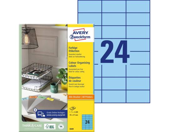 Tarratarra AVERY Zweckform 70x37mm 100 arkkia sininen (3449)