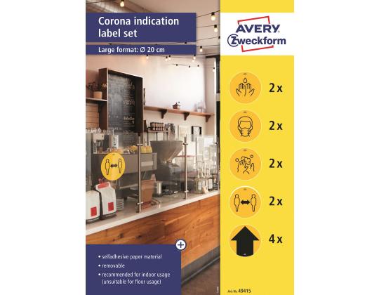 Tarratarra AVERY Zweckform Covid-19 Q20cm 5 mallit