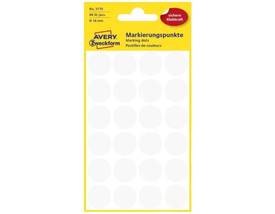 Tarratarra AVERY Zweckform Q18mm valkoinen 96kpl (3170)