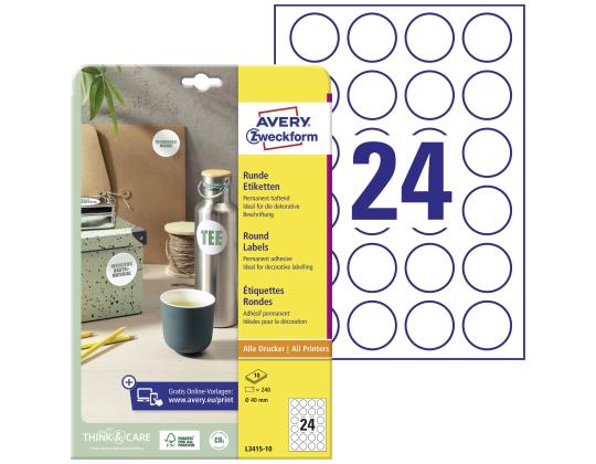 Tarratarra AVERY Zweckform Q40mm 10 arkkia (L3415-10)