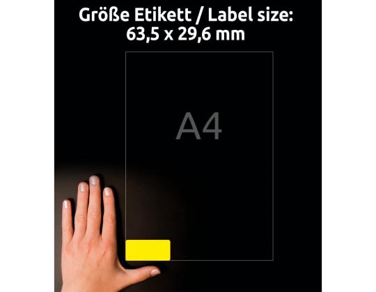 Tarratarra irrotettava AVERY Zweckform 63,5x29,6mm 25 arkkia per pakkaus neonkeltainen (L6004REV-25)