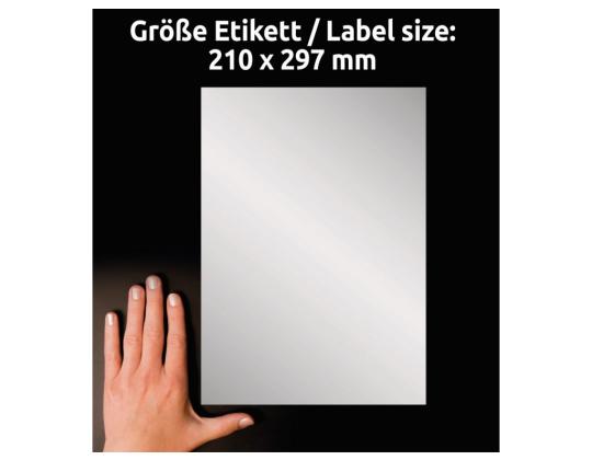 Hopeapolyesterikalvosta valmistettu tarratarra AVERY Zweckform 210x297mm säänkestävä 8 arkkia (L6013-8)