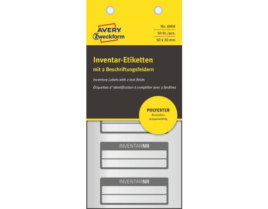 Tarratarra varaston polyesterikalvolle AVERY Zweckform 50x20mm 10 arkkia musta (6909)