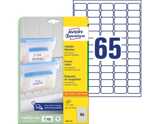 Tarratarra pakastetuotteille AVERY Zweckform 38,1x21,2mm 25 arkkia pakkauksessa