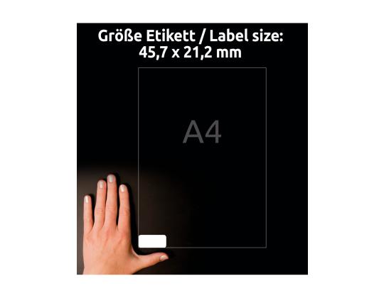 Tarraetiketti polyesterikalvosta säänkestävä AVERY Zweckform 45,7x21,2mm 20l valkoinen pysyvällä liimalla (L4778-20)