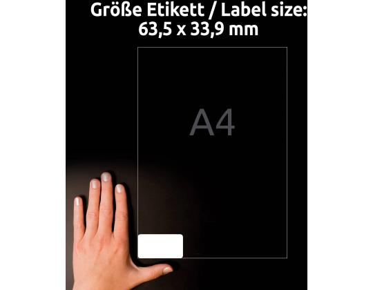 Tarratarra polyesterikalvosta säänkestävästä AVERY Zweckform 63,5x33,9mm 20 l pysyvällä liimalla (L4773-20)