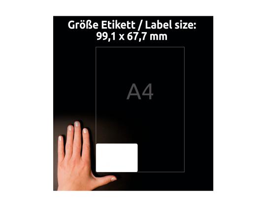 Tarratarra polyesterikalvosta säänkestävästä AVERY Zweckform 99,1x67,7mm 20l pakkaus irrotettavalla liimalla (L4715REV-20)