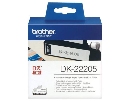 Teippi/merkintäteippi BROTHER DK22205 paperiteippi 62mm x 30,48m valkoinen lämpöpaperi