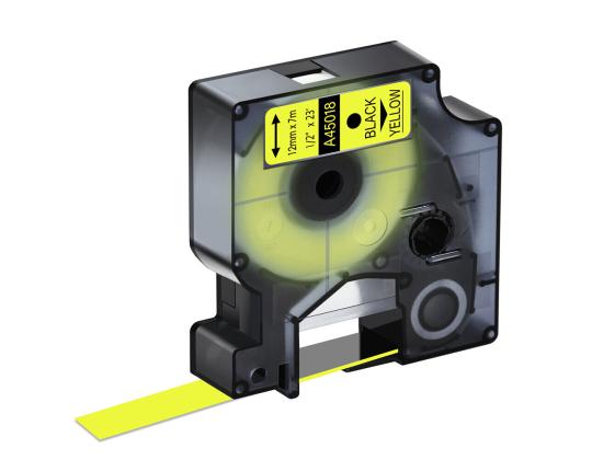Kleepkirjalint/markeerimislint DYMO A45018 12mm must/kollasel analoog