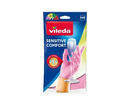 Kumikäsineet puuvillavuorilla VILEDA 588 Sensitive M koko