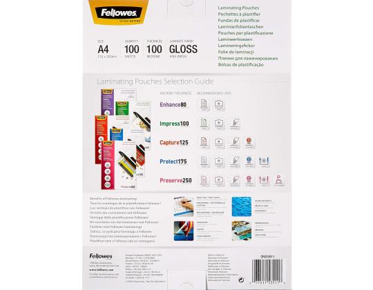 Laminointitasku A4 100mic 100 kpl /pkt Fellowes