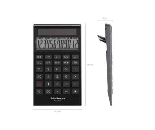 Pöytälaskin 12-paikkainen ERICH KRAUSE DC-2708-12 Classic, musta