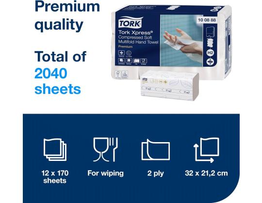 Paperipyyhe 2-kerroksinen TORK Interfold Compressed Z-fold,, 24x21,2cm 225 arkkia (100889)