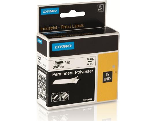Kleepkirjalint/markeerimislint DYMO Rhino Polyester 18484 19mm must/valge