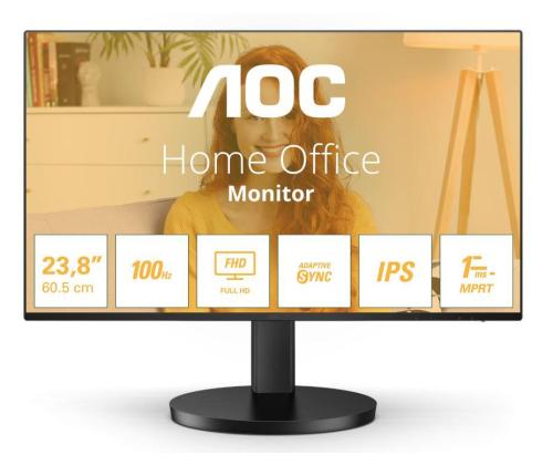 LCD-näyttö AOC 24B3HA2 24" Paneeli IPS 1920x1080 16:9 100 Hz Matta 4 ms Kaiuttimet Väri Musta 24B3HA2