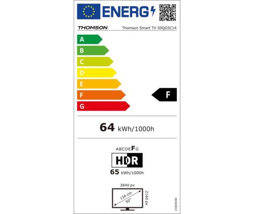 Televisio THOMSON 50" 4K/Smart QLED 3840x2160 Bluetooth Google TV 50QG5C14