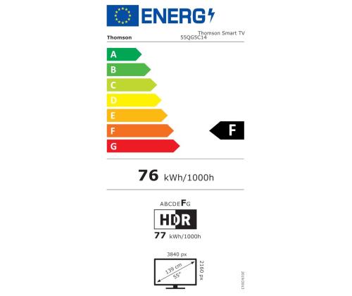 Televisio THOMSON 55" 4K/Smart QLED 3840x2160 Bluetooth Google TV 55QG5C14