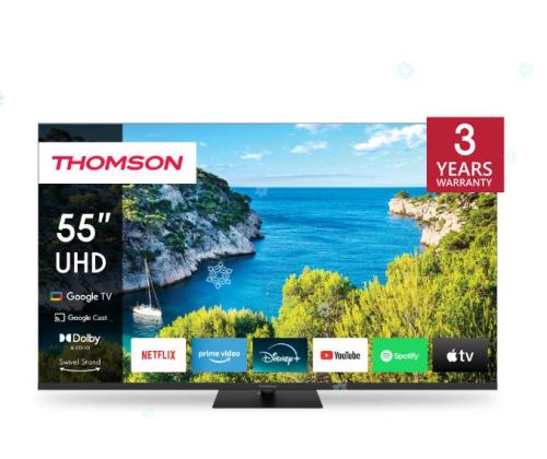 Televisio THOMSON 55" 4K/Smart 3840x2160 Langaton LAN Bluetooth Google TV Musta 55UG5C14