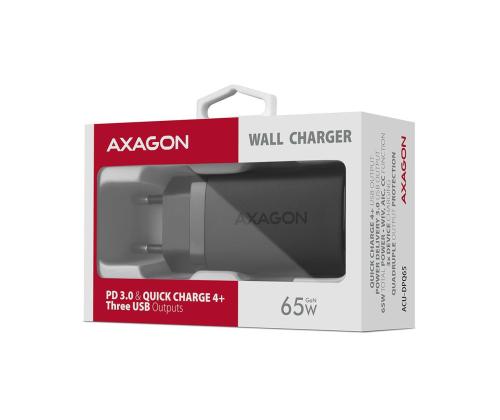 MOBIILI LATURI SEINÄ USB 65W/GAN 3PORT ACU-DPQ65 AXAGON