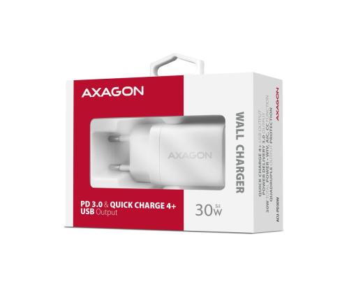 MOBIILILATURI SEINÄ USB-C 30W/1PORTTI VALKOINEN ACU-PD30W AXAGON