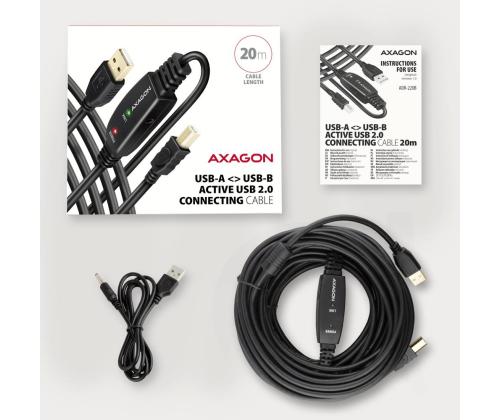 KAAPELI USB2.0 A-M/B-M AKTIIVINEN/20M ADR-220B AXAGON