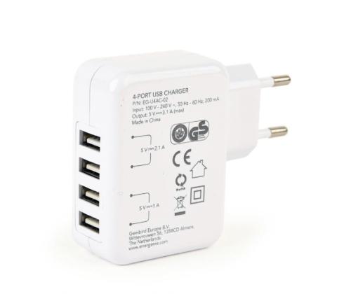 LATURI USB UNIVERSAL VALKOINEN/4PORTTI EG-U4AC-02 GEMBIRD