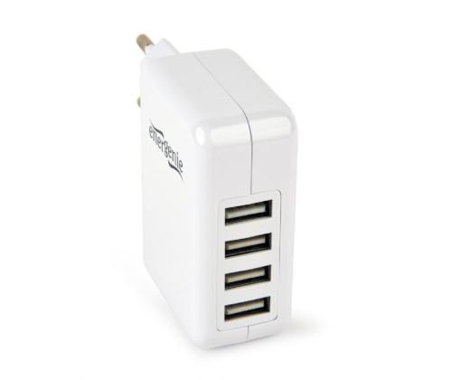LATURI USB UNIVERSAL VALKOINEN/4PORTTI EG-U4AC-02 GEMBIRD