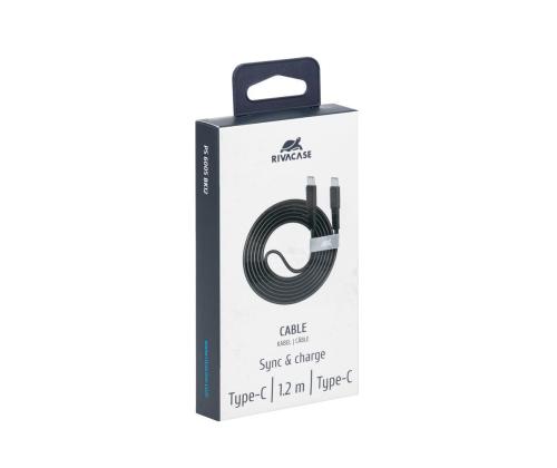 KAAPELI USB-C-USB-C 1,2M/MUSTA PS6005 BK12 RIVACASE