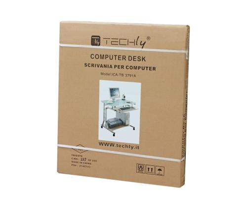 TECHLY Kompakti työpöytä PC:lle Metalli Lasi
