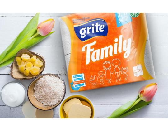 Kotitalouspaperi 2-kerroksinen GRITE Family XL, 250 arkkia